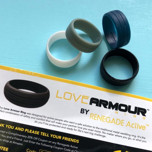 NEW 4 Silicone Rings Size 11 LoVe Armour Renegade Active Blue Gray Black - Picture 2 of 9